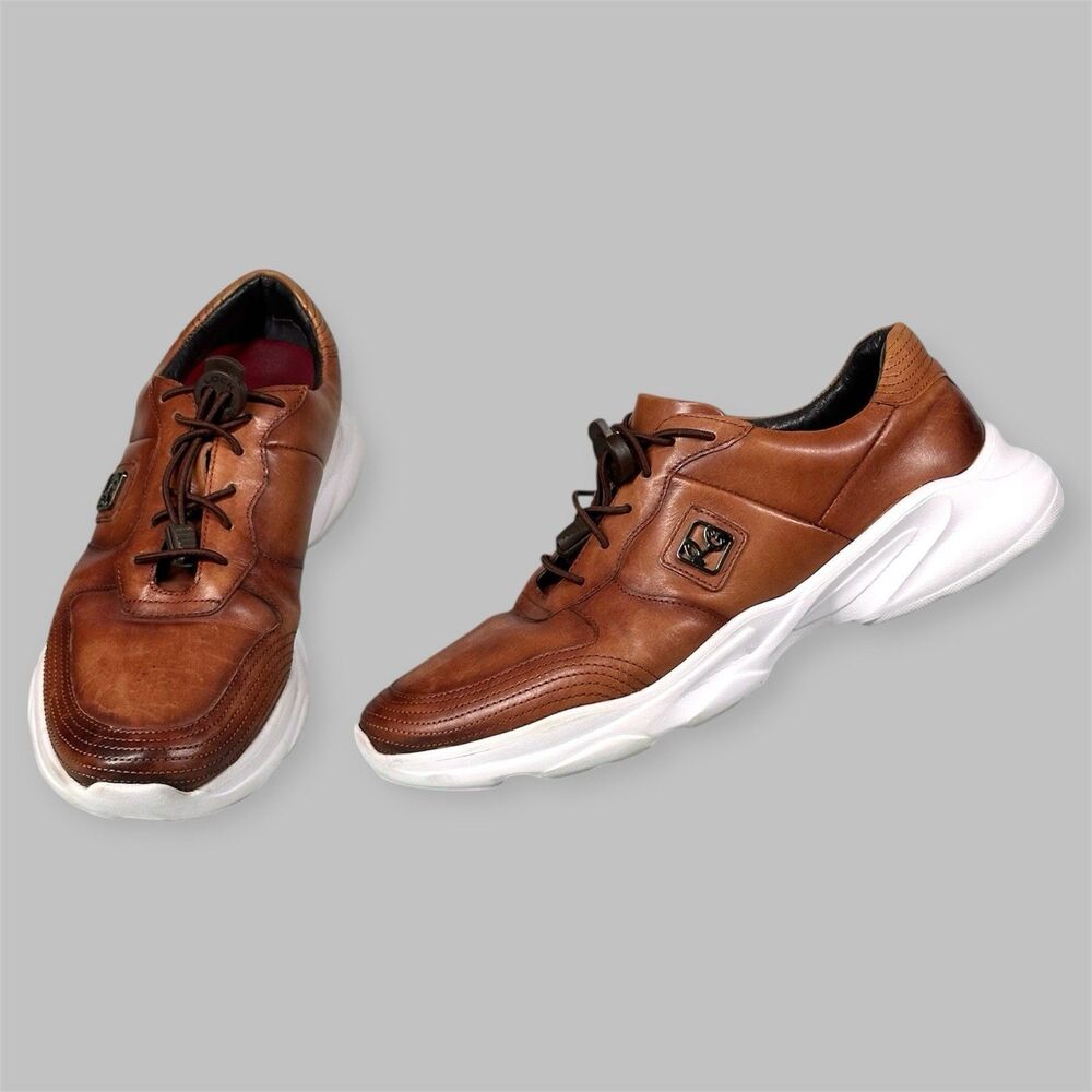 ROBERT GRAHAM Shoes Mens Size 9 Boccaccio Cognac Leather Lifestyle Sneaker